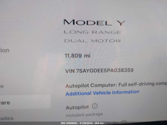 Photo 6 VIN: 7SAYGDEE5PA038359 - TESLA MODEL Y 