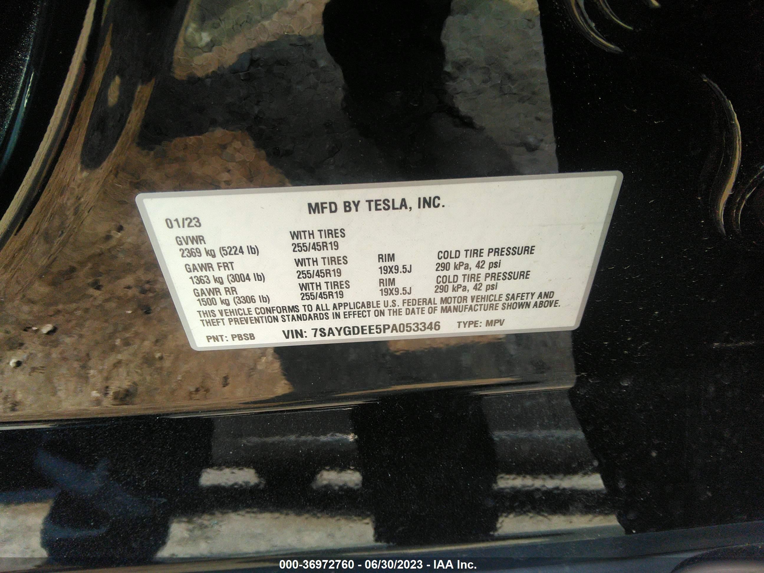 Photo 8 VIN: 7SAYGDEE5PA053346 - TESLA MODEL Y 