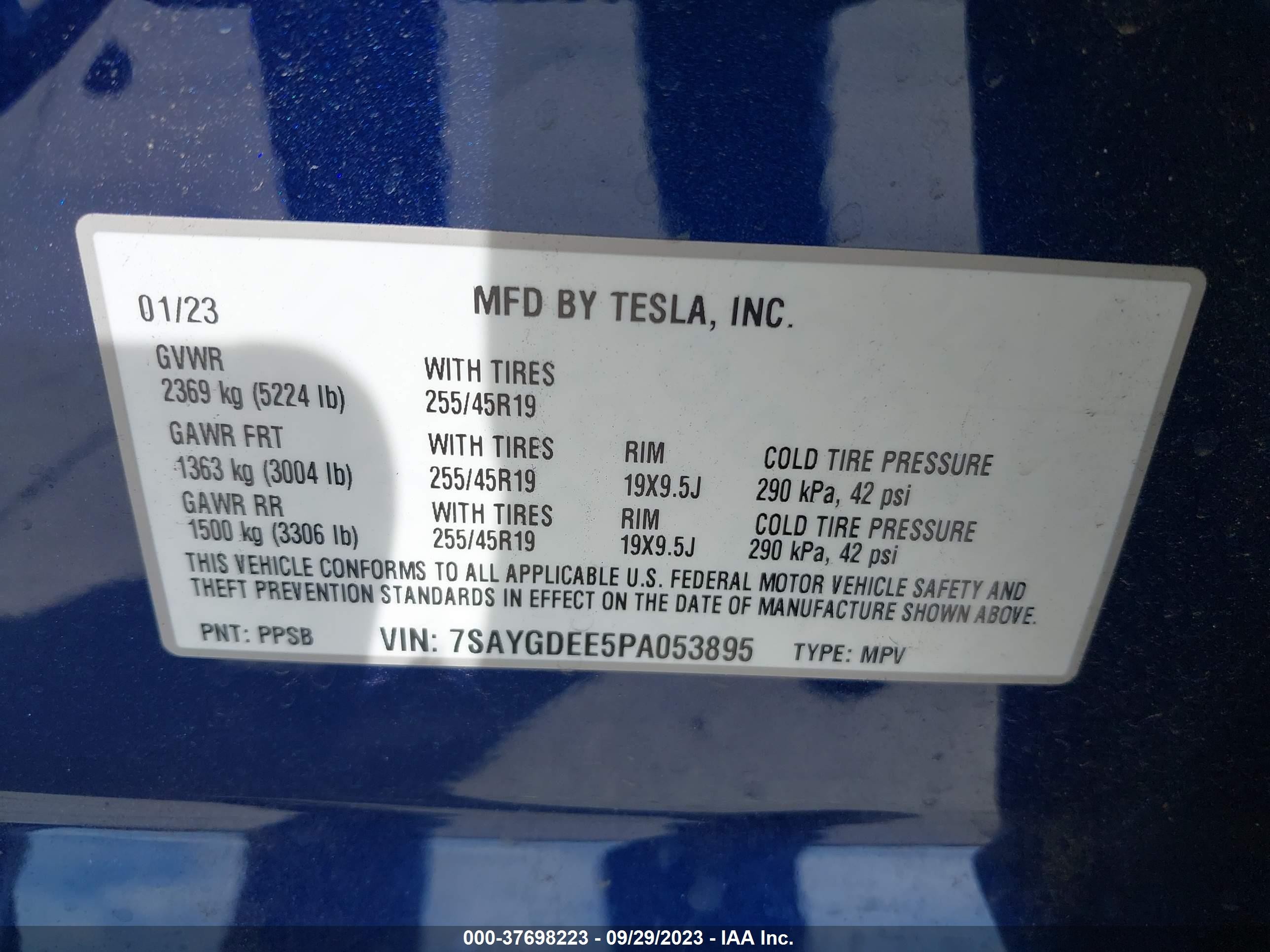 Photo 8 VIN: 7SAYGDEE5PA053895 - TESLA MODEL Y 