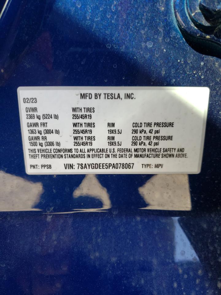 Photo 12 VIN: 7SAYGDEE5PA078067 - TESLA MODEL Y 