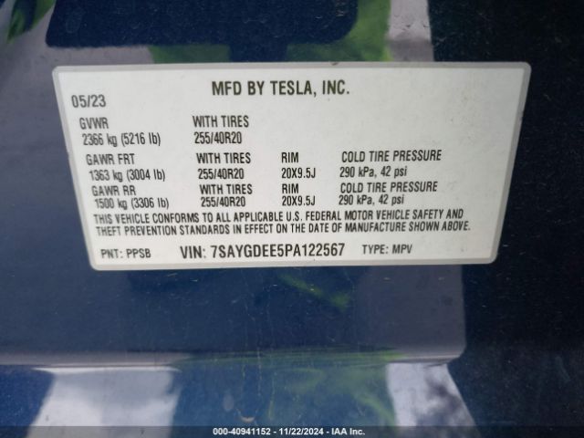 Photo 8 VIN: 7SAYGDEE5PA122567 - TESLA MODEL Y 