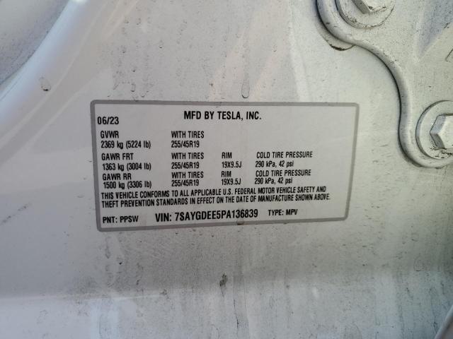 Photo 11 VIN: 7SAYGDEE5PA136839 - TESLA MODEL Y 