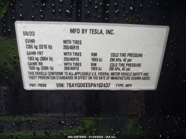 Photo 8 VIN: 7SAYGDEE5PA162437 - TESLA MODEL Y 