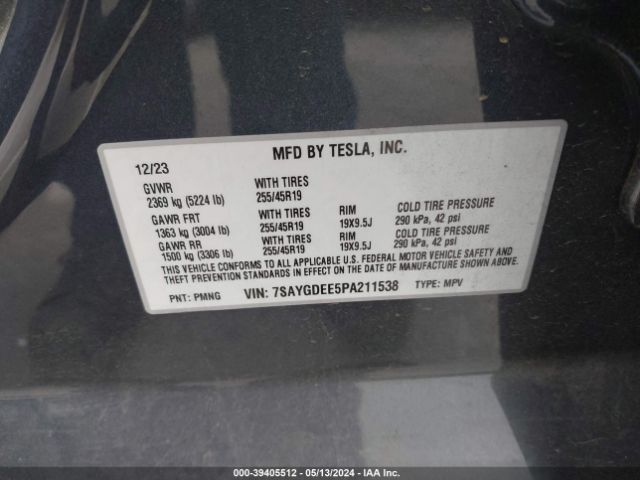 Photo 8 VIN: 7SAYGDEE5PA211538 - TESLA MODEL Y 