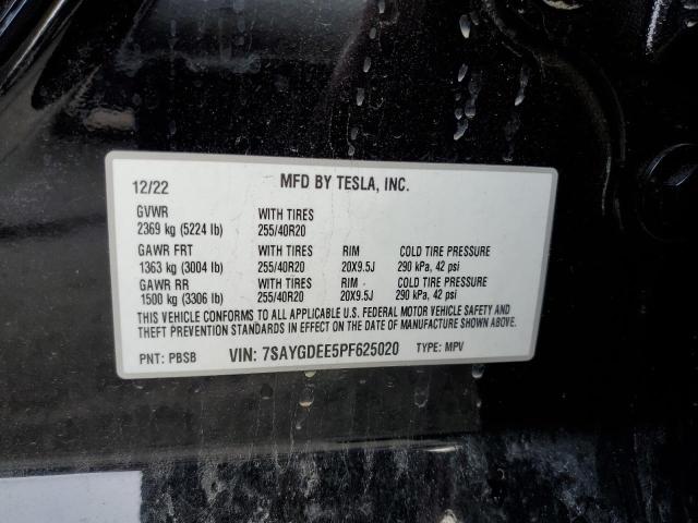 Photo 12 VIN: 7SAYGDEE5PF625020 - TESLA MODEL Y 