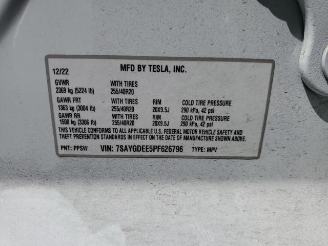 Photo 12 VIN: 7SAYGDEE5PF626796 - TESLA MODEL Y 