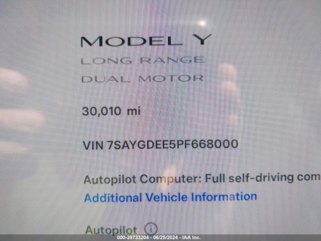 Photo 6 VIN: 7SAYGDEE5PF668000 - TESLA MODEL Y 