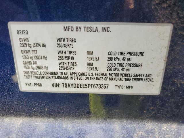 Photo 11 VIN: 7SAYGDEE5PF673357 - TESLA MODEL Y 