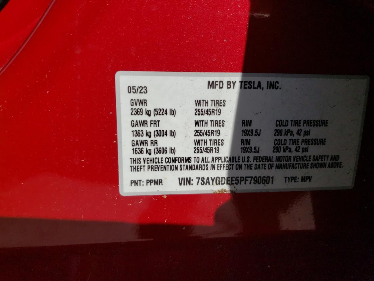 Photo 12 VIN: 7SAYGDEE5PF790601 - TESLA MODEL Y 