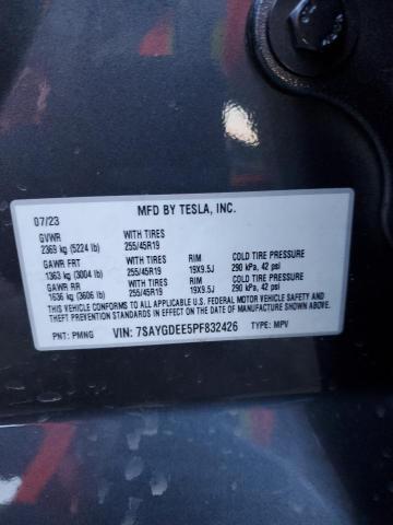 Photo 11 VIN: 7SAYGDEE5PF832426 - TESLA MODEL Y 