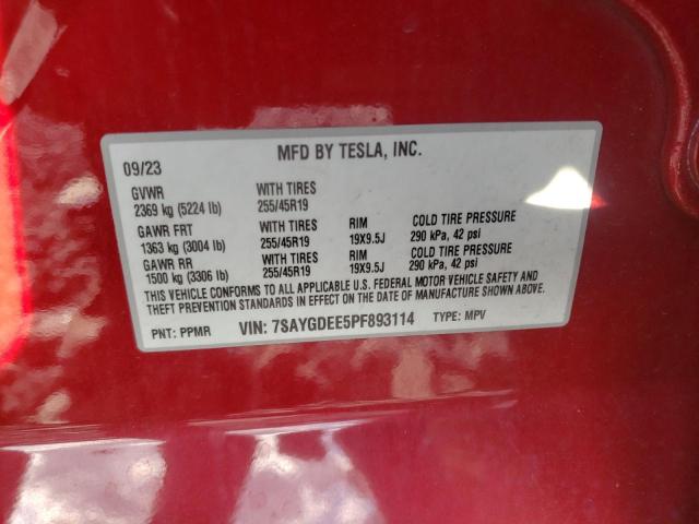 Photo 11 VIN: 7SAYGDEE5PF893114 - TESLA MODEL Y 