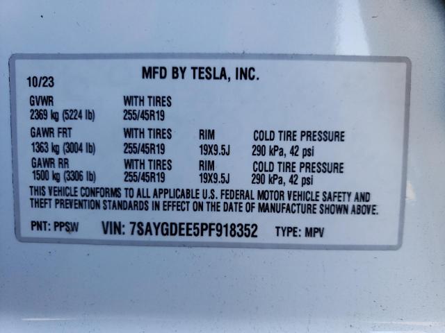 Photo 11 VIN: 7SAYGDEE5PF918352 - TESLA MODEL Y 