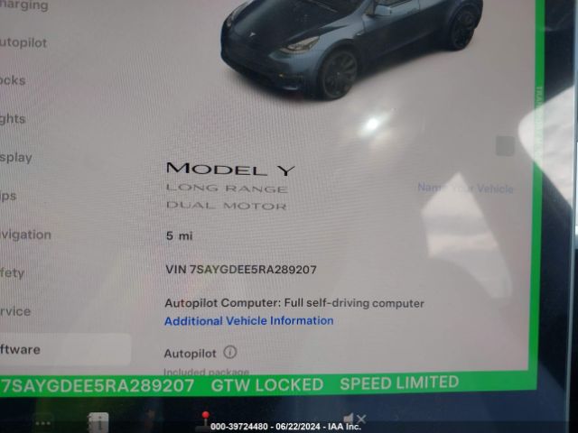 Photo 6 VIN: 7SAYGDEE5RA289207 - TESLA MODEL Y 