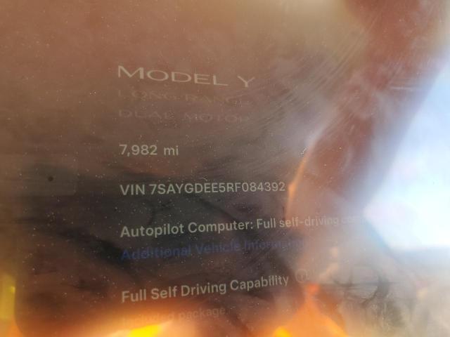 Photo 8 VIN: 7SAYGDEE5RF084392 - TESLA MODEL Y 