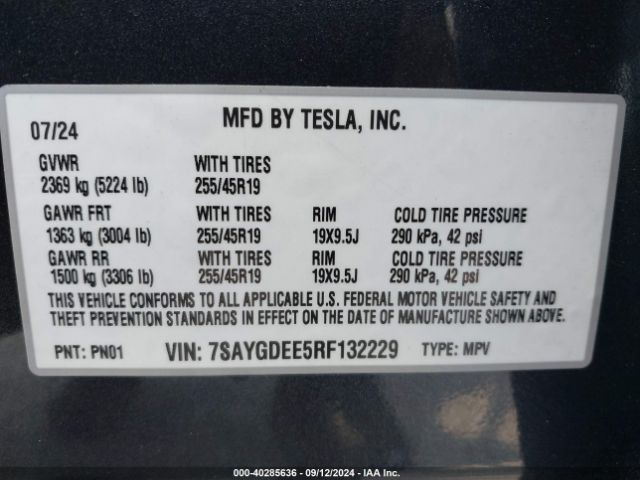 Photo 8 VIN: 7SAYGDEE5RF132229 - TESLA MODEL Y 