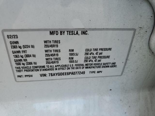 Photo 11 VIN: 7SAYGDEE6PA077249 - TESLA MODEL Y 