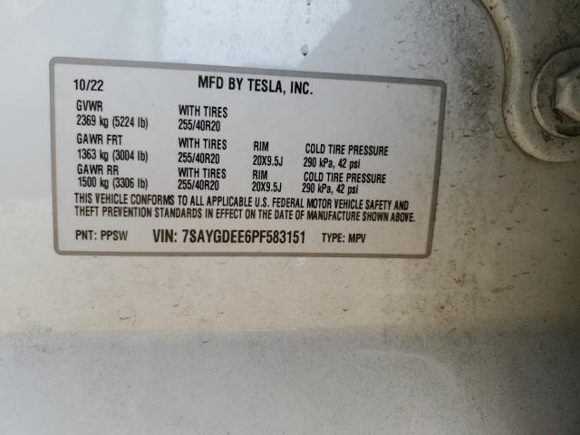 Photo 12 VIN: 7SAYGDEE6PF583151 - TESLA MODEL Y 