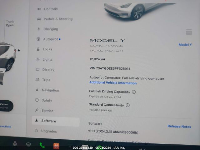 Photo 6 VIN: 7SAYGDEE6PF628914 - TESLA MODEL Y 