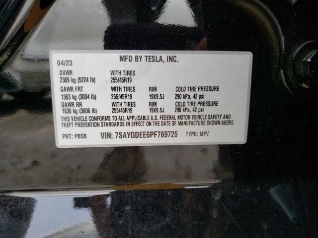 Photo 12 VIN: 7SAYGDEE6PF769725 - TESLA MODEL Y 