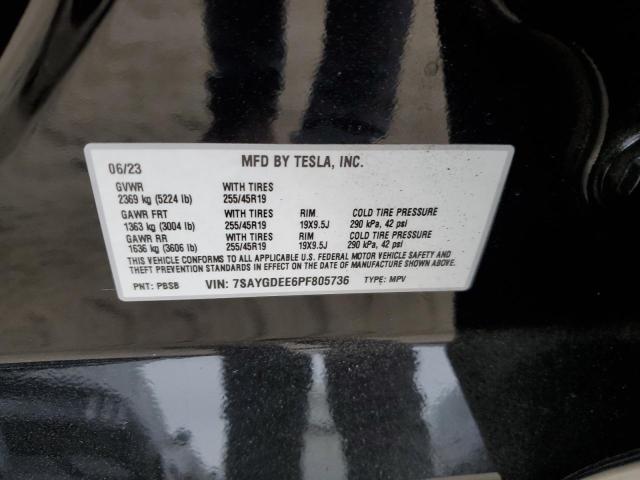 Photo 12 VIN: 7SAYGDEE6PF805736 - TESLA MODEL Y 