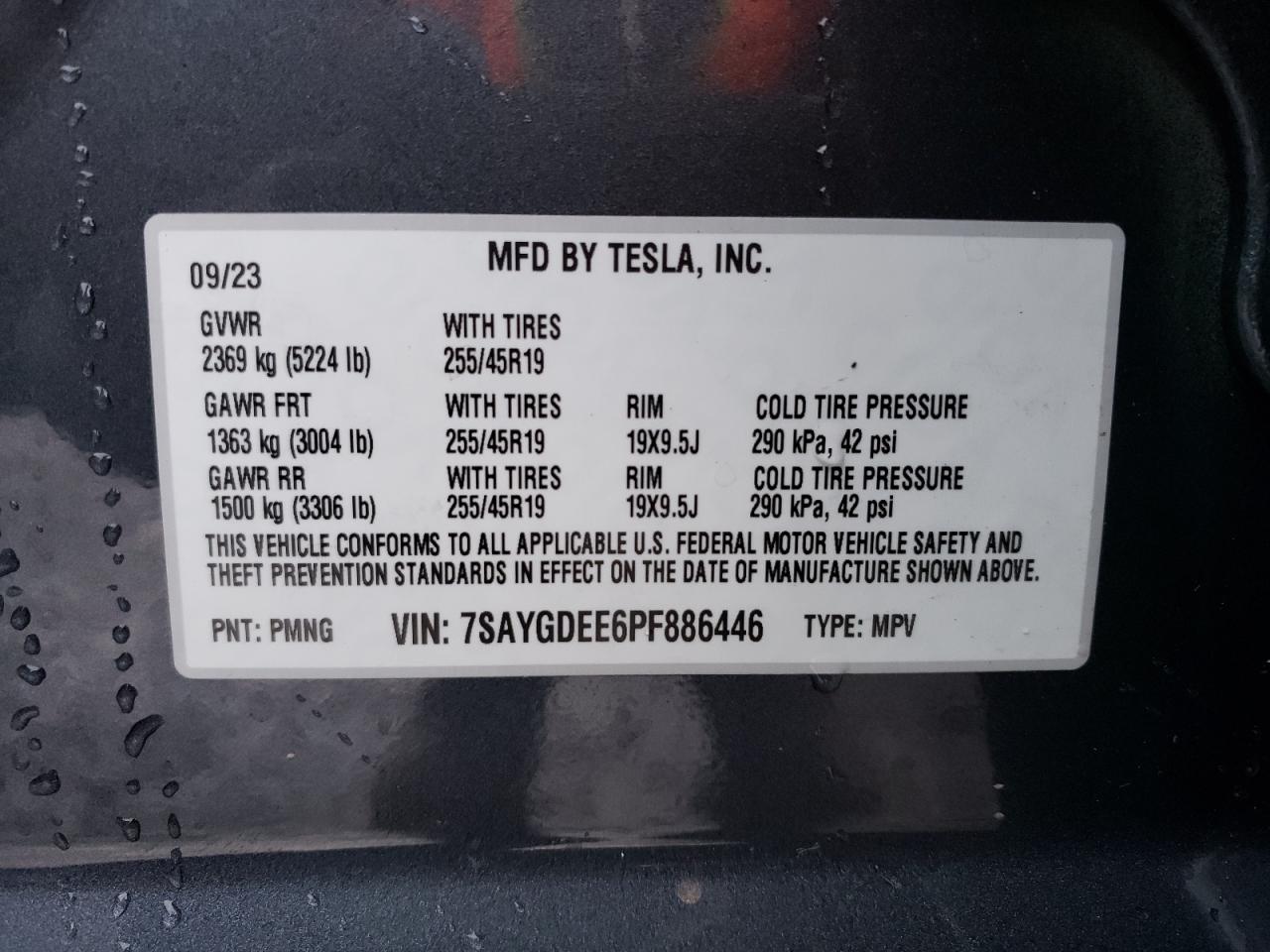 Photo 12 VIN: 7SAYGDEE6PF886446 - TESLA MODEL Y 