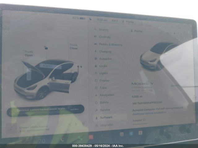 Photo 6 VIN: 7SAYGDEE6PF925391 - TESLA MODEL Y 