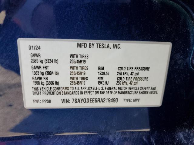 Photo 12 VIN: 7SAYGDEE6RA219490 - TESLA MODEL Y 