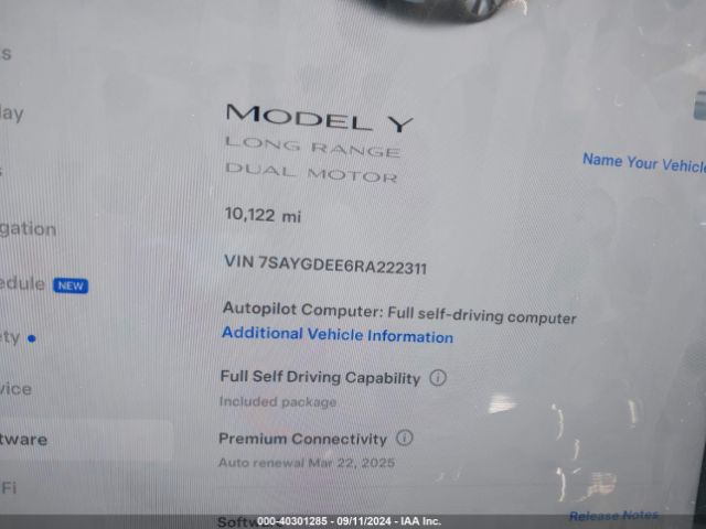 Photo 6 VIN: 7SAYGDEE6RA222311 - TESLA MODEL Y 