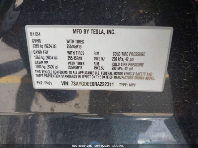 Photo 8 VIN: 7SAYGDEE6RA222311 - TESLA MODEL Y 