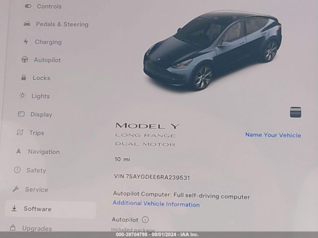 Photo 6 VIN: 7SAYGDEE6RA239531 - TESLA MODEL Y 