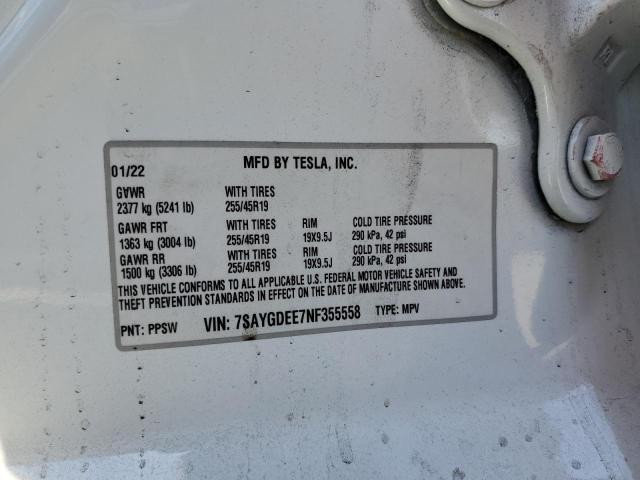 Photo 12 VIN: 7SAYGDEE7NF355558 - TESLA MODEL Y 