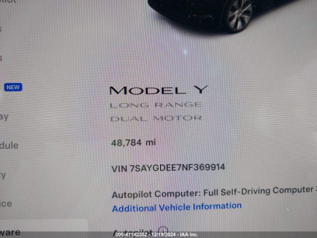 Photo 6 VIN: 7SAYGDEE7NF369914 - TESLA MODEL Y 