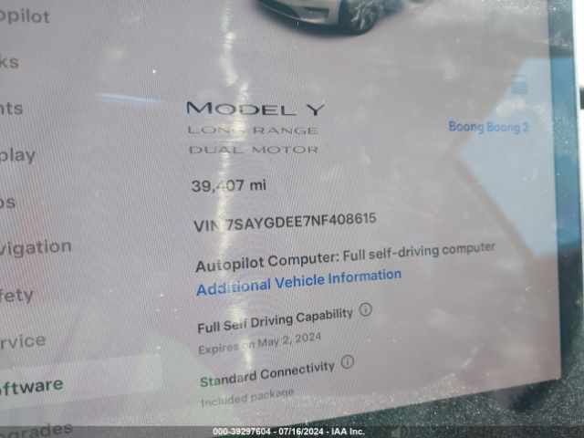 Photo 6 VIN: 7SAYGDEE7NF408615 - TESLA MODEL Y 