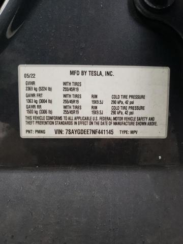 Photo 11 VIN: 7SAYGDEE7NF441145 - TESLA MODEL Y 