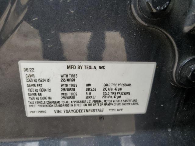 Photo 12 VIN: 7SAYGDEE7NF481788 - TESLA MODEL Y 