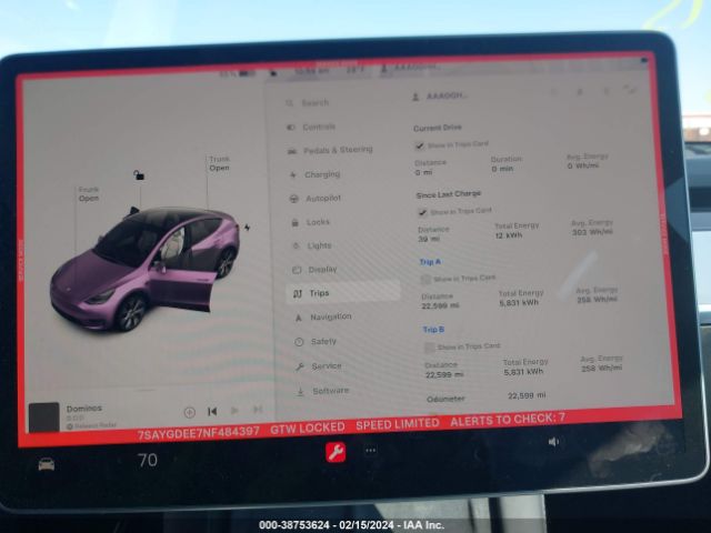 Photo 6 VIN: 7SAYGDEE7NF484397 - TESLA MODEL Y 