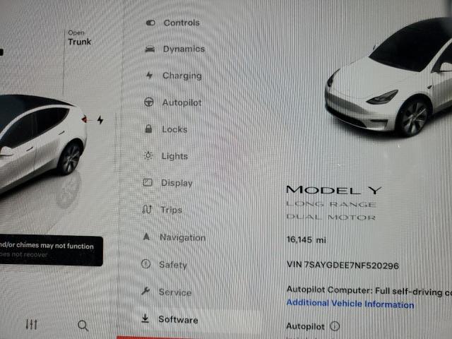 Photo 8 VIN: 7SAYGDEE7NF520296 - TESLA MODEL Y 