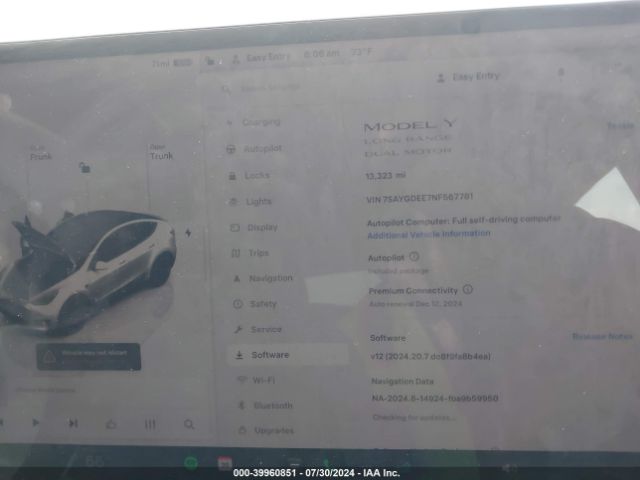 Photo 6 VIN: 7SAYGDEE7NF567781 - TESLA MODEL Y 