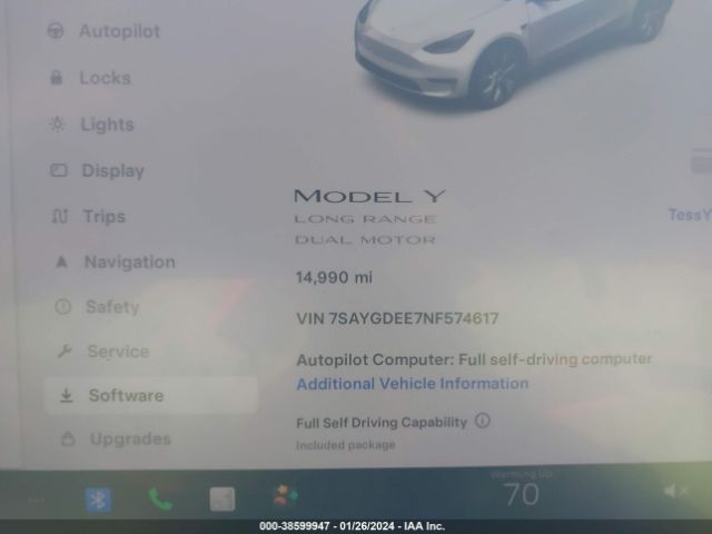 Photo 6 VIN: 7SAYGDEE7NF574617 - TESLA MODEL Y 