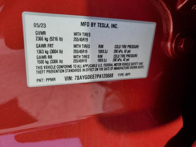 Photo 12 VIN: 7SAYGDEE7PA120688 - TESLA MODEL Y 