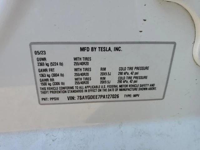 Photo 11 VIN: 7SAYGDEE7PA127026 - TESLA MODEL Y 