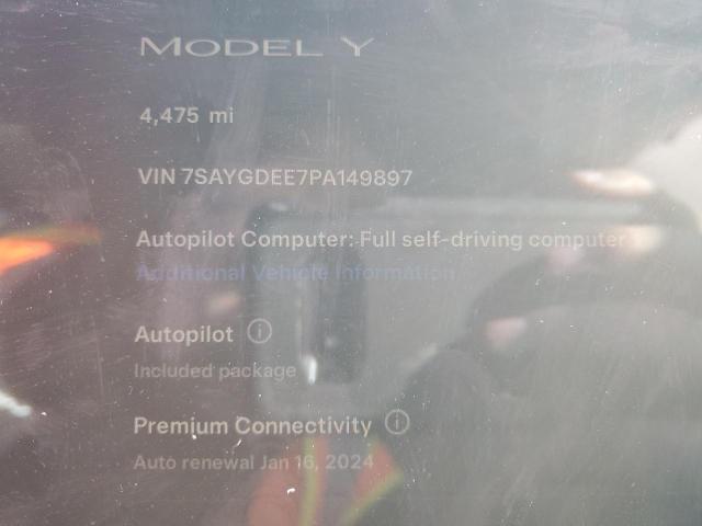 Photo 8 VIN: 7SAYGDEE7PA149897 - TESLA MODEL Y 