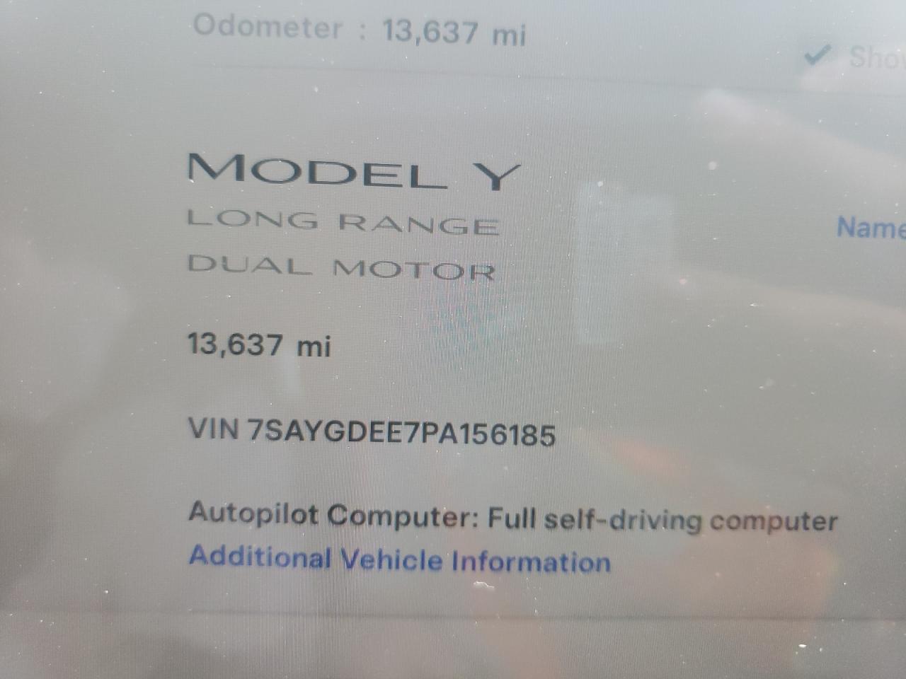 Photo 8 VIN: 7SAYGDEE7PA156185 - TESLA MODEL Y 