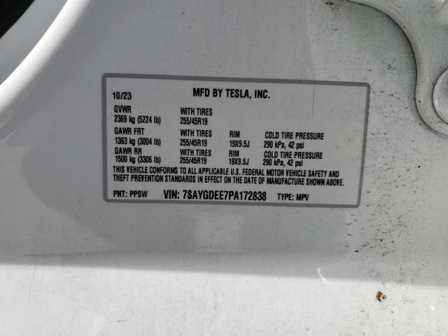 Photo 12 VIN: 7SAYGDEE7PA172838 - TESLA MODEL Y 