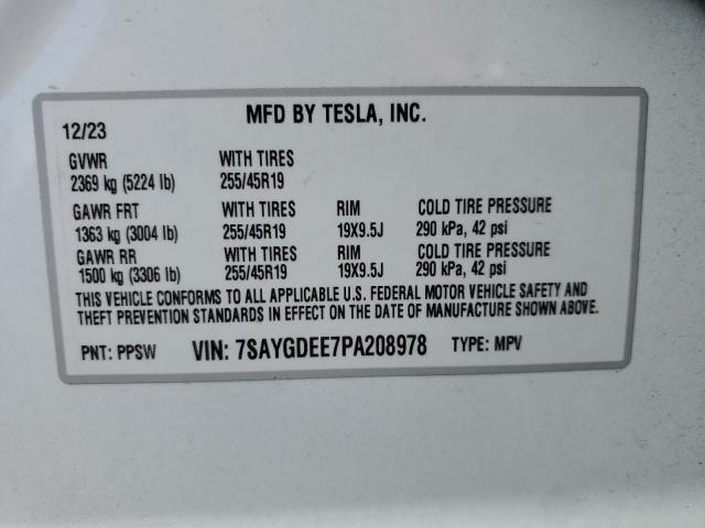 Photo 12 VIN: 7SAYGDEE7PA208978 - TESLA MODEL Y 