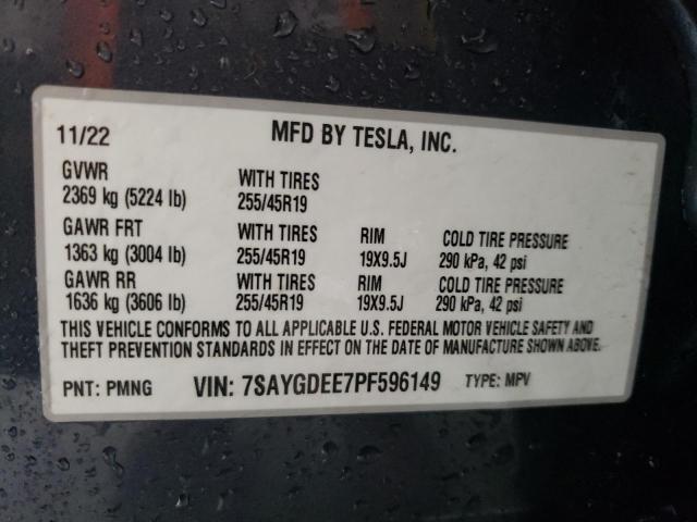 Photo 11 VIN: 7SAYGDEE7PF596149 - TESLA MODEL Y 