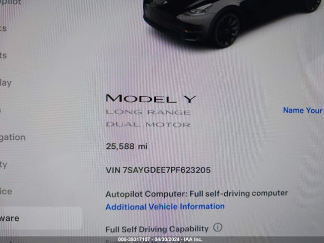 Photo 6 VIN: 7SAYGDEE7PF623205 - TESLA MODEL Y 