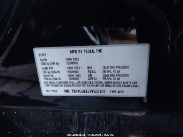 Photo 8 VIN: 7SAYGDEE7PF688703 - TESLA MODEL Y 