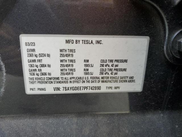 Photo 12 VIN: 7SAYGDEE7PF742890 - TESLA MODEL Y 