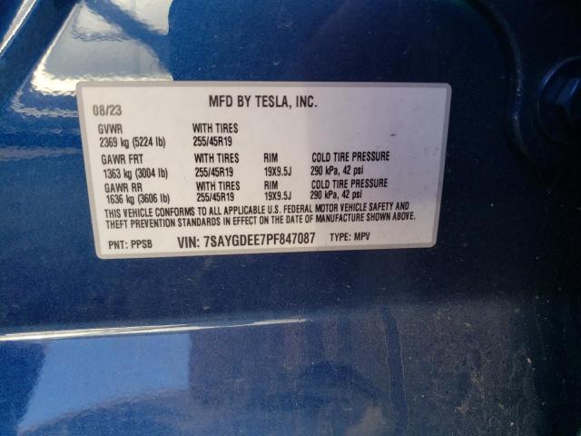 Photo 11 VIN: 7SAYGDEE7PF847087 - TESLA MODEL Y 